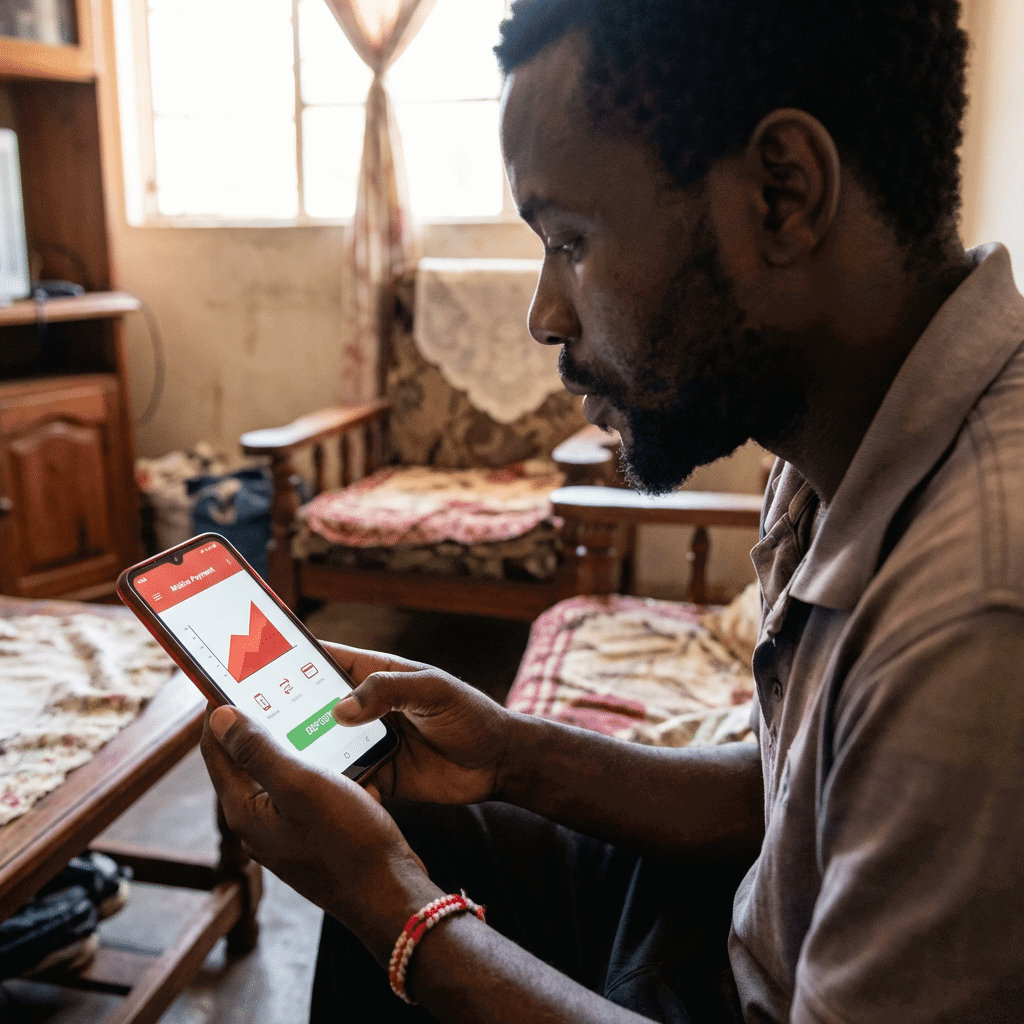 Telemóvel com jogo Aviator e carteira móvel estilo M-Pesa para jogadores em Moçambique