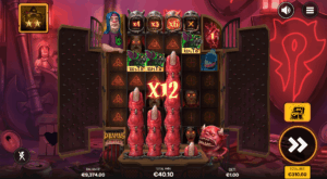 In-game view of Devil's Finger slot, highlighting its unique column multipliers and dynamic reel features.