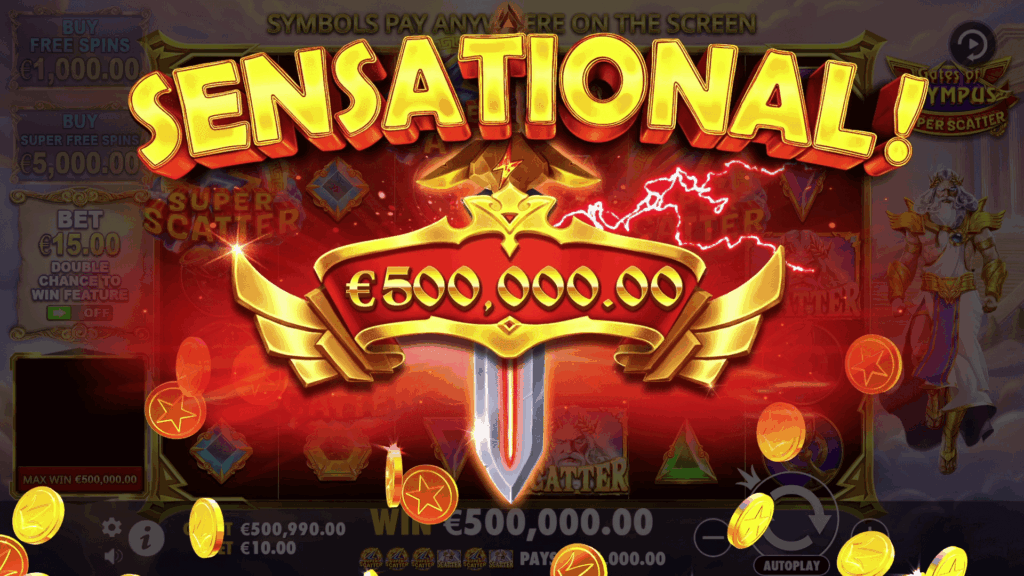 Gates of Olympus Super Scatter: Slot screen highlighting multiplier symbols and bonus features