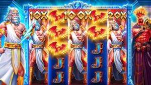 Screenshot of Pragmatic Play's Zeus vs Hades - Gods of War slot, highlighting the Expanding Wild symbol covering a reel with a multiplier.
