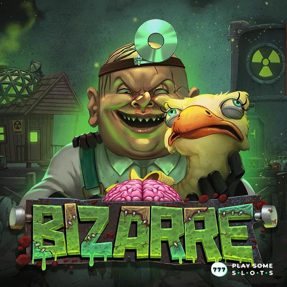 Bizarre slot review – official cover art of the Bizarre slot from Nolimit City featuring Dr. Bizarre in his laboratory.